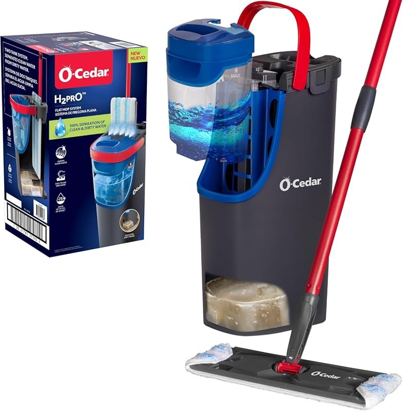 O-Cedar H2prO Flat Mop System with Machine Washable Microfiber Pad for