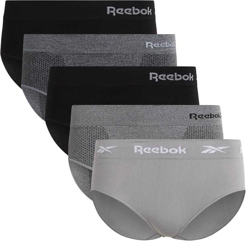 Reebok Women's Hipster Panties – 5-Pack Stretch Performance Seamless U