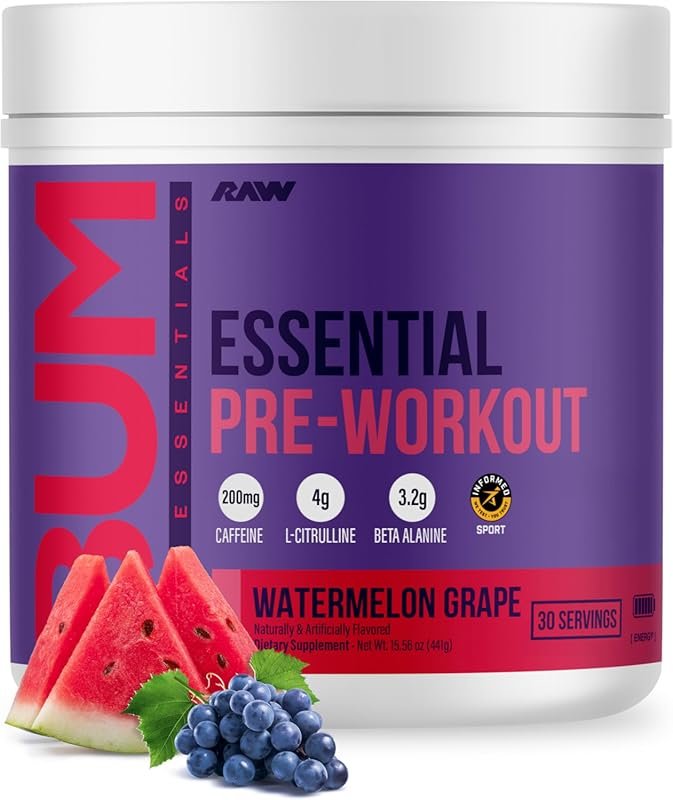 RAW Essential Pre-Workout Powder with Caffeine, L-Citrulline & Beta Alanine
