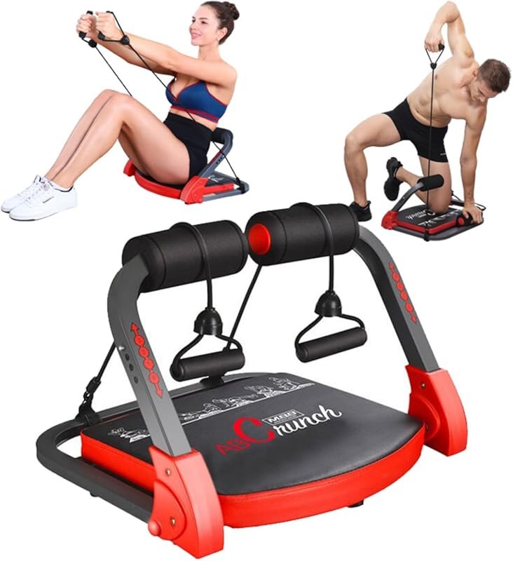 Adjustable Ab Crunch Machine with Resistance Bands for Home Stomach & Core Training