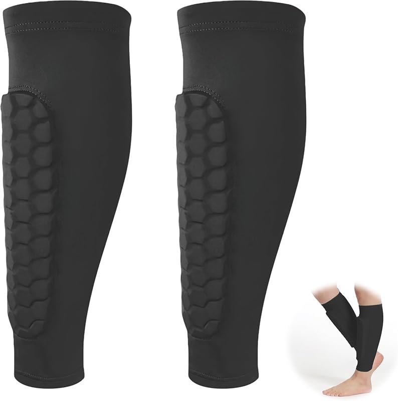 2Pcs Soccer Shin Guards with Honeycomb Pads – Lightweight Compression