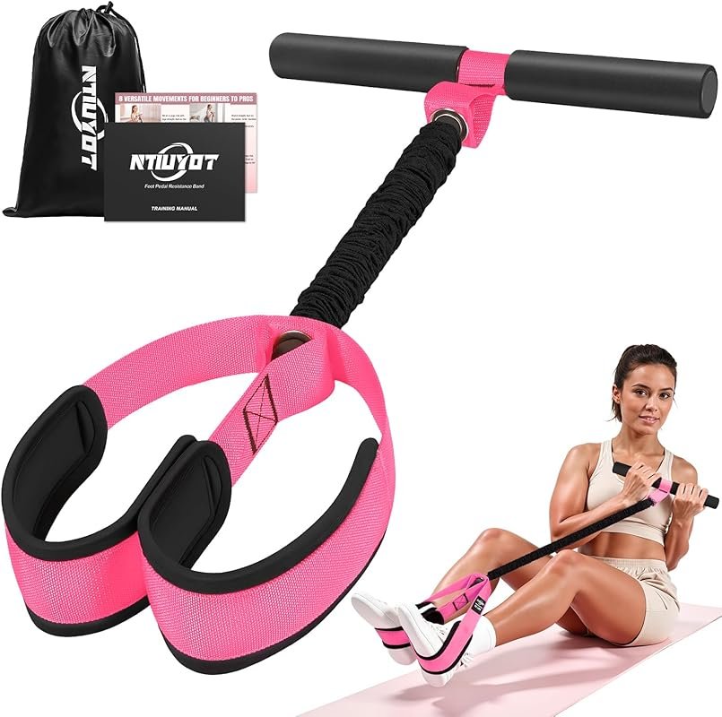 Upgraded Foot Pedal Resistance Band for Core, Abs & Physical Therapy with Soft Foam Handle