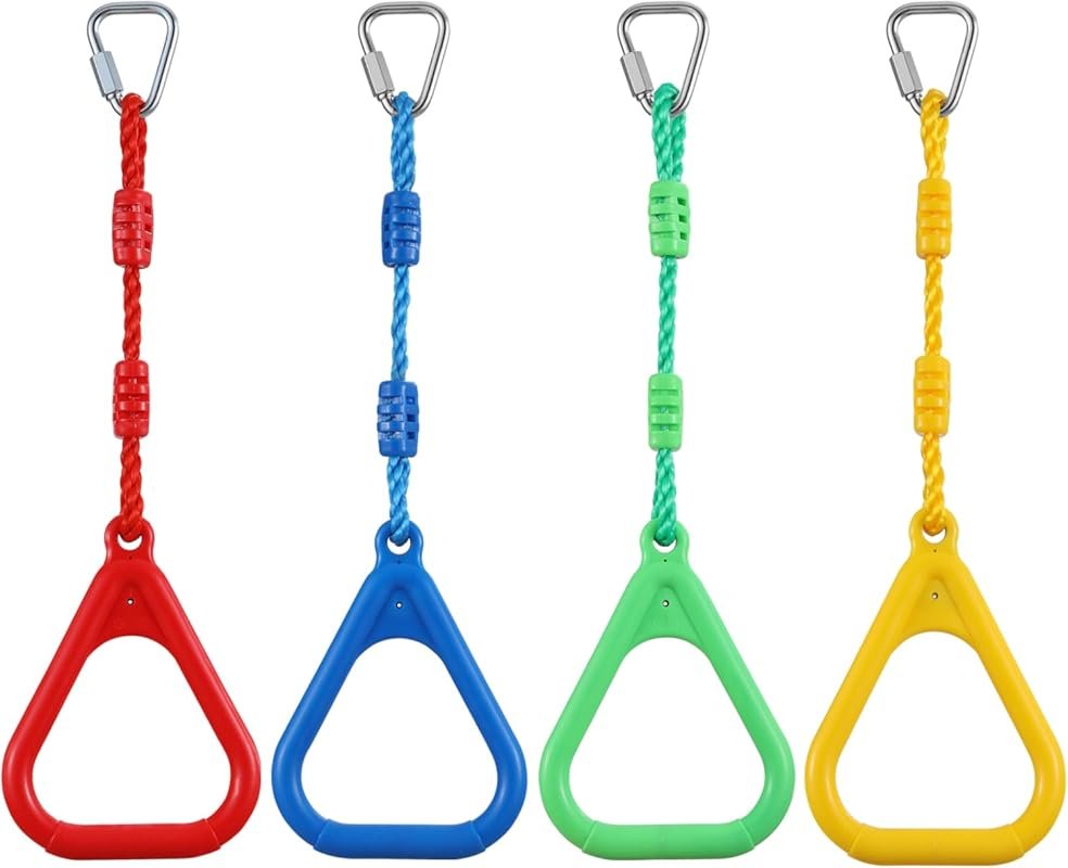 PELLOR 4 Colorful Ninja Rings with Triangle Handle for Home Gym and Ob