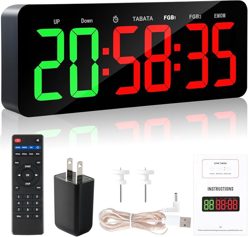 Upgraded Large Workout Clock for Tabata, EMOM & FBG with Remote, Count