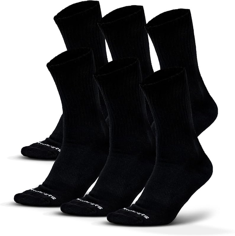 Gymreapers 6-Pack Long Cotton Crew Socks – Moisture Wicking, Breathabl