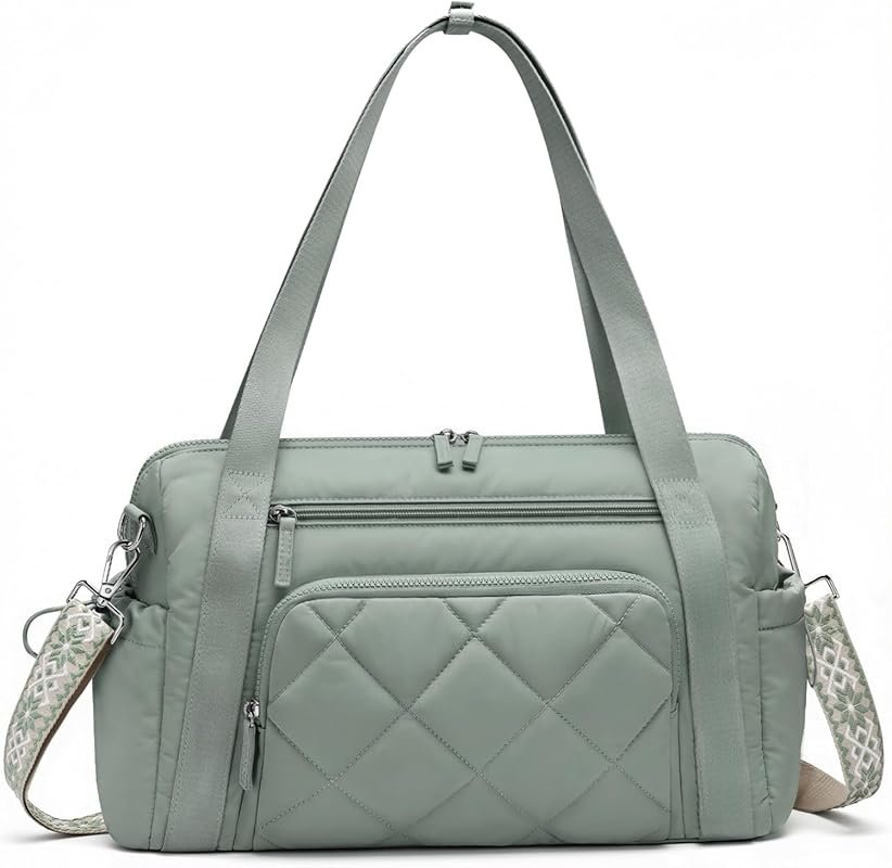 Lightweight Weekender Duffle with Wet Pocket – Green Travel Tote for W