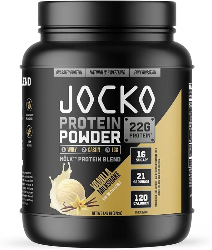 Jocko Mölk Vanilla Protein Powder – Grass-Fed Whey, Casein & Egg Blend