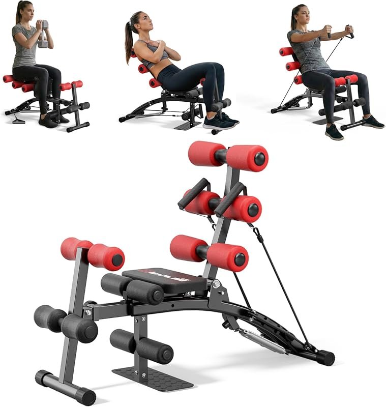 Adjustable Ab Machine with Squat Assist for Full-Body Home Workouts an