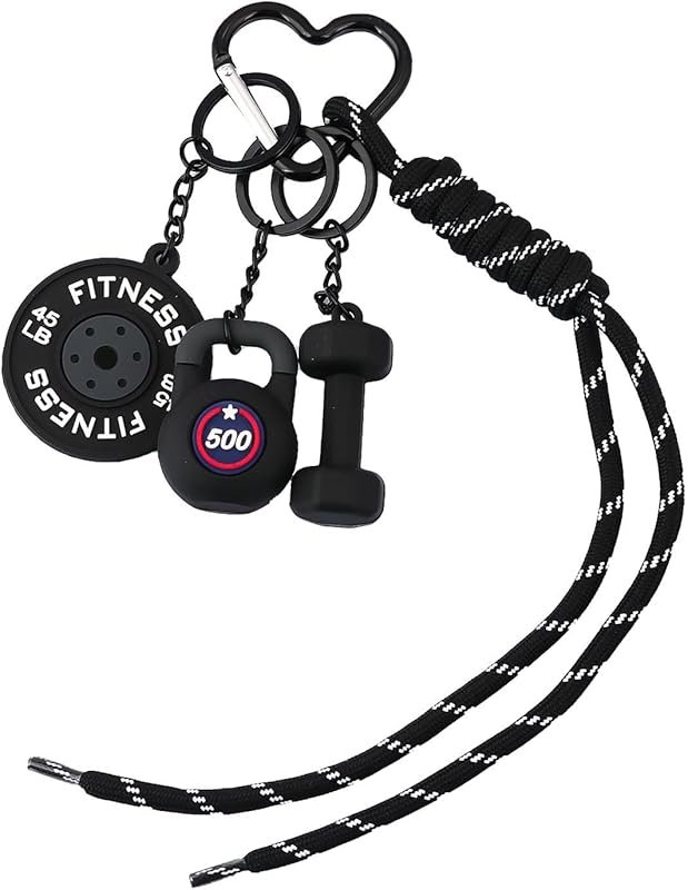 FunBoat Mini Dumbbell, Kettlebell & Weight Plate Keychain Set for Gym 