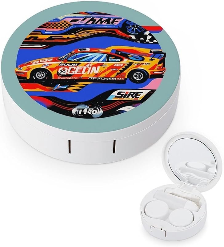 Speed Racing Extreme Sports Contact Lens Case with Mirror, Solution Bo