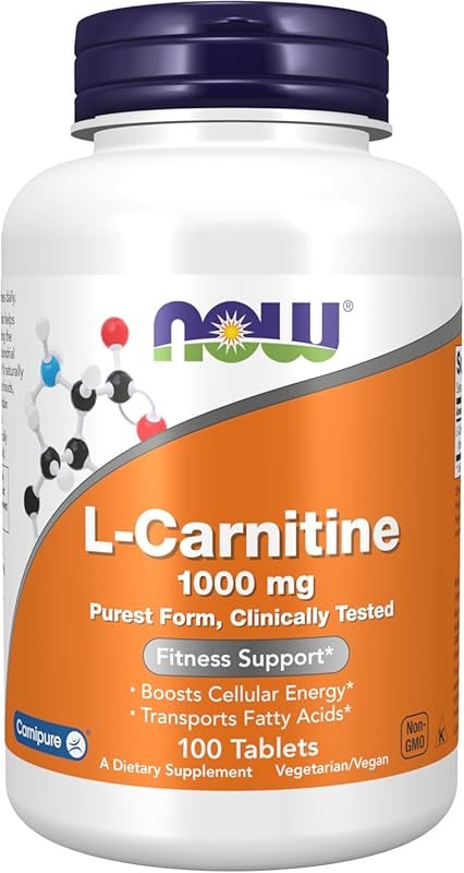 L-Carnitine 1000mg Tablets, Pure Amino Acid for Fitness Support, 100 Count