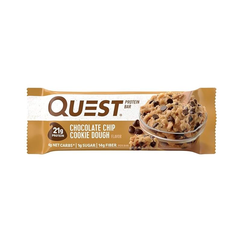 Quest Chocolate Chip Cookie Dough Protein Bar 21g Protein 4g Net Carbs