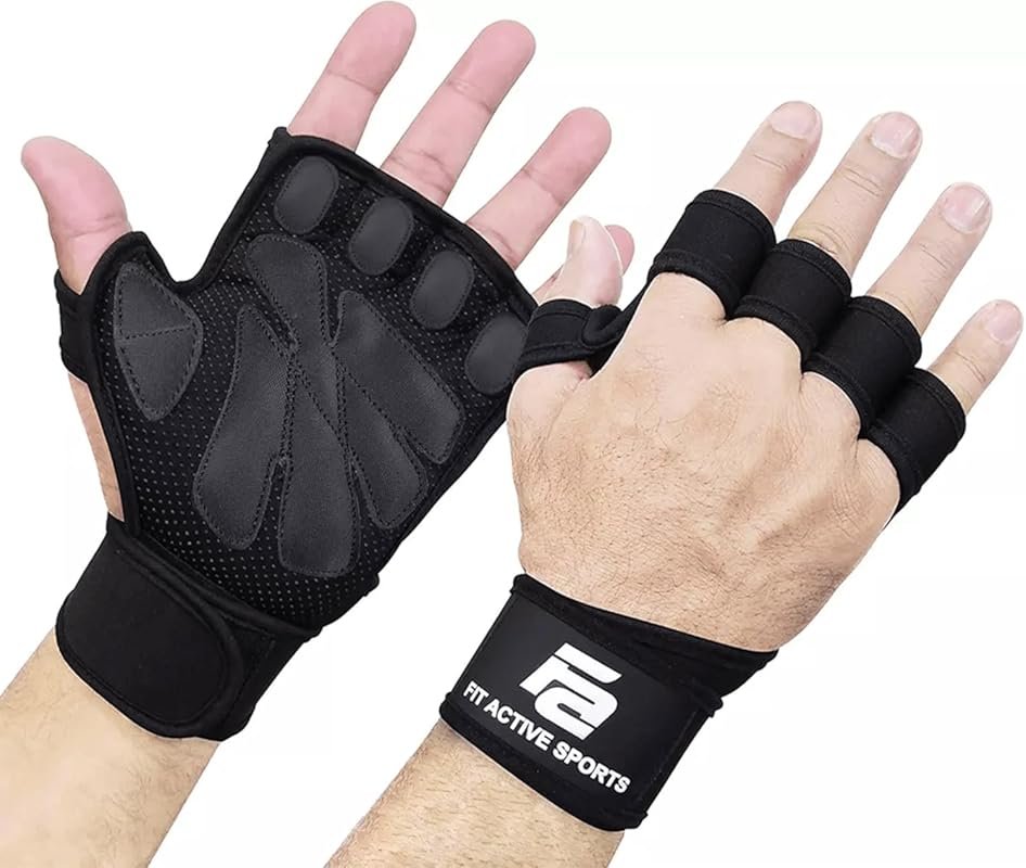 Fit Active Sports Ventilated Weight Lifting Gloves with Built-in Wrist