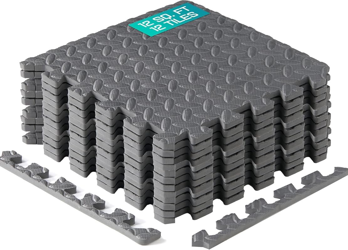 Yes4All EVA Interlocking Foam Puzzle Mats with Borders for Home Gym, G