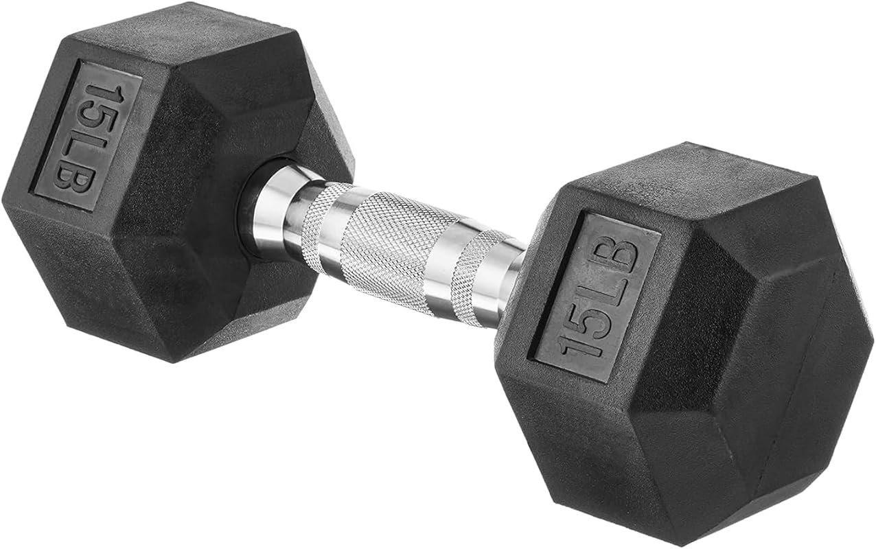 Amazon Basics Rubber Hex Dumbbell Hand Weights for Strength Training a