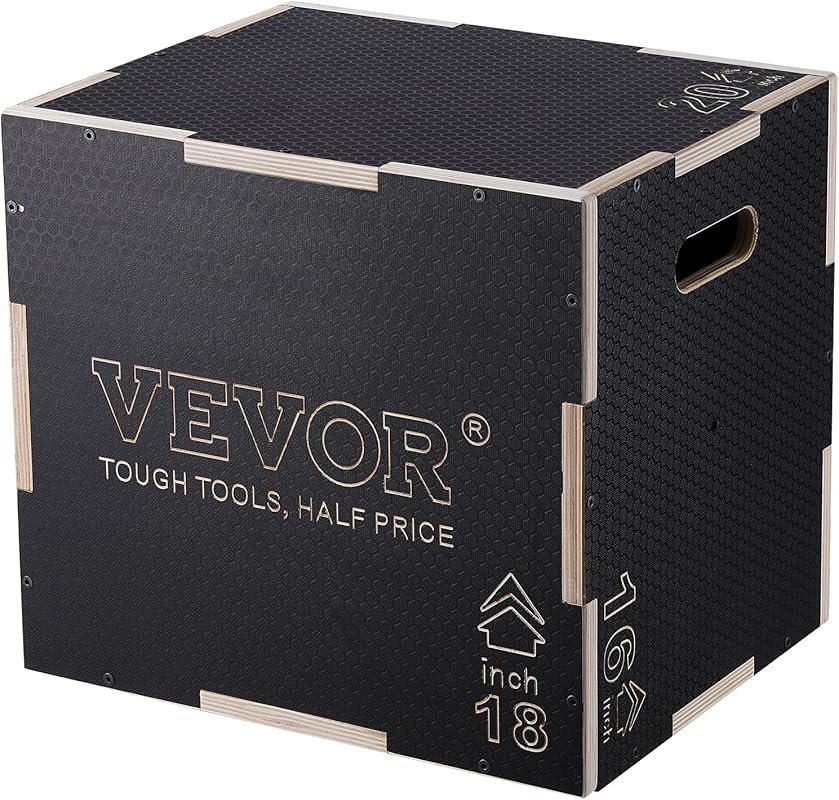 VEVOR 3-in-1 Easy-Assemble Wooden Plyometric Jump Box for Home Gym Tra
