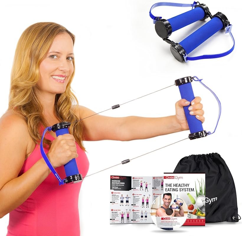 Gwee Gym LITE Blue Resistance Bands Kit with Accessories DVD eBook Por