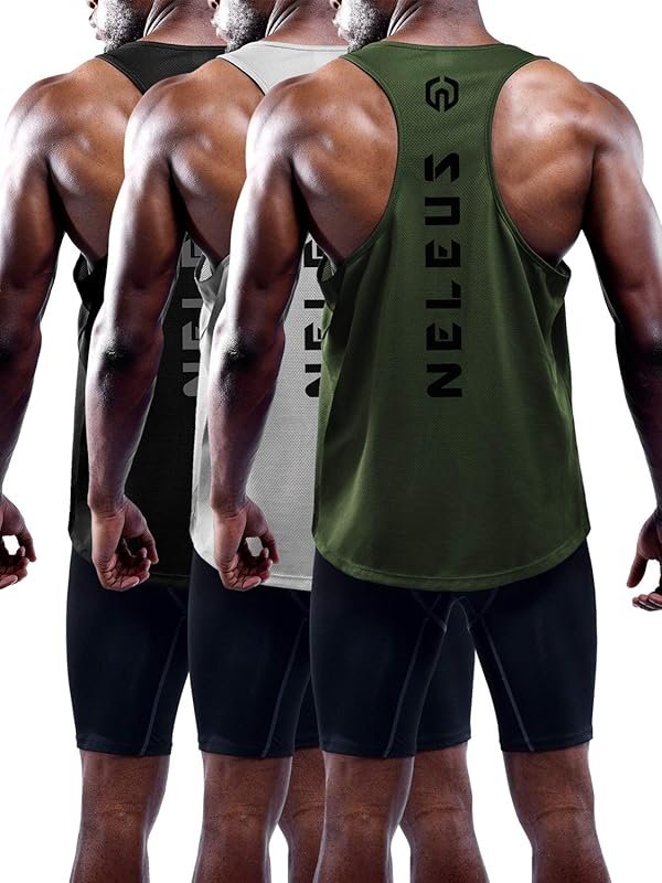Neleus Men's 3-Pack Dry Fit Y-Back Muscle Tank for Gym and Workout