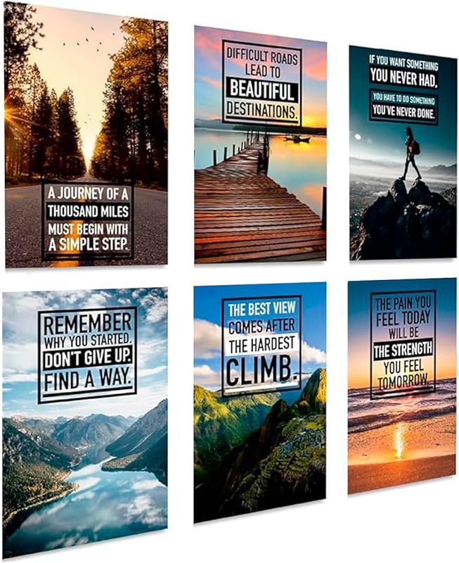 Set of 6 Colorful Motivational Posters – Uplifting Wall Art Prints for