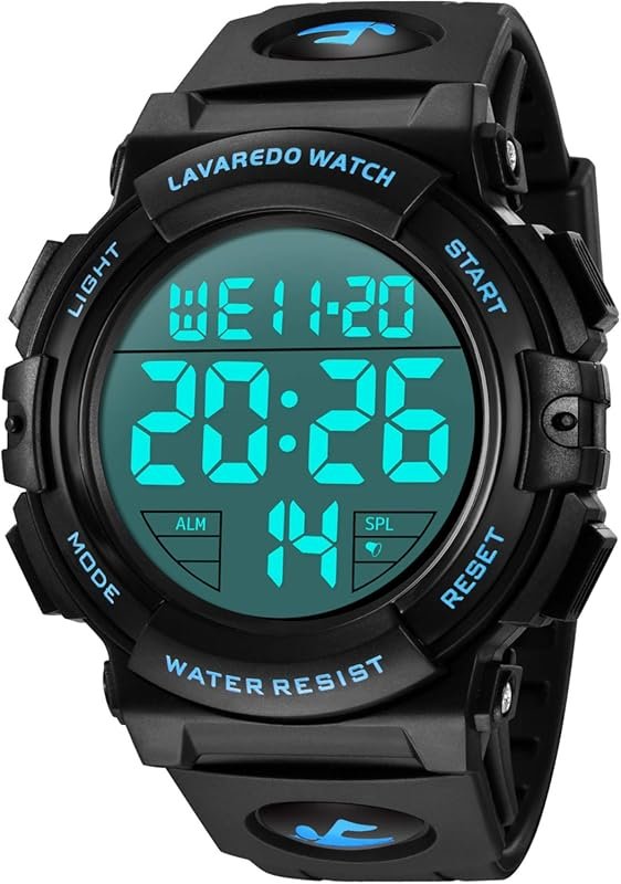Durable Military Digital Watch with LED Backlight, Alarm, Date, Chronograph & Waterproof Design