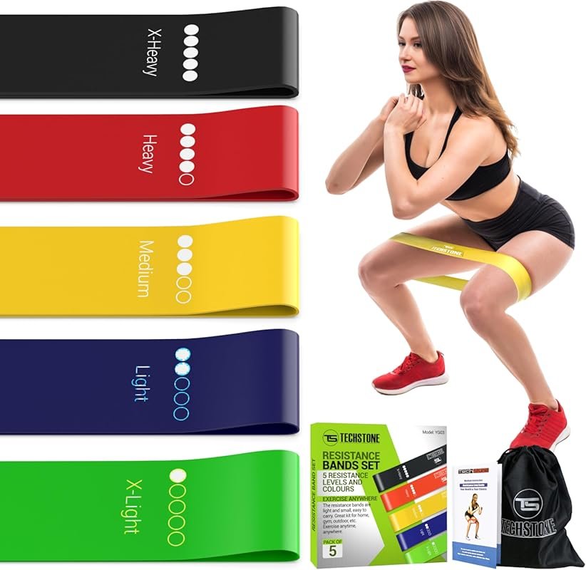 TechStone 5 Levels Loop Resistance Bands Set for Men Women Home Gym Tr