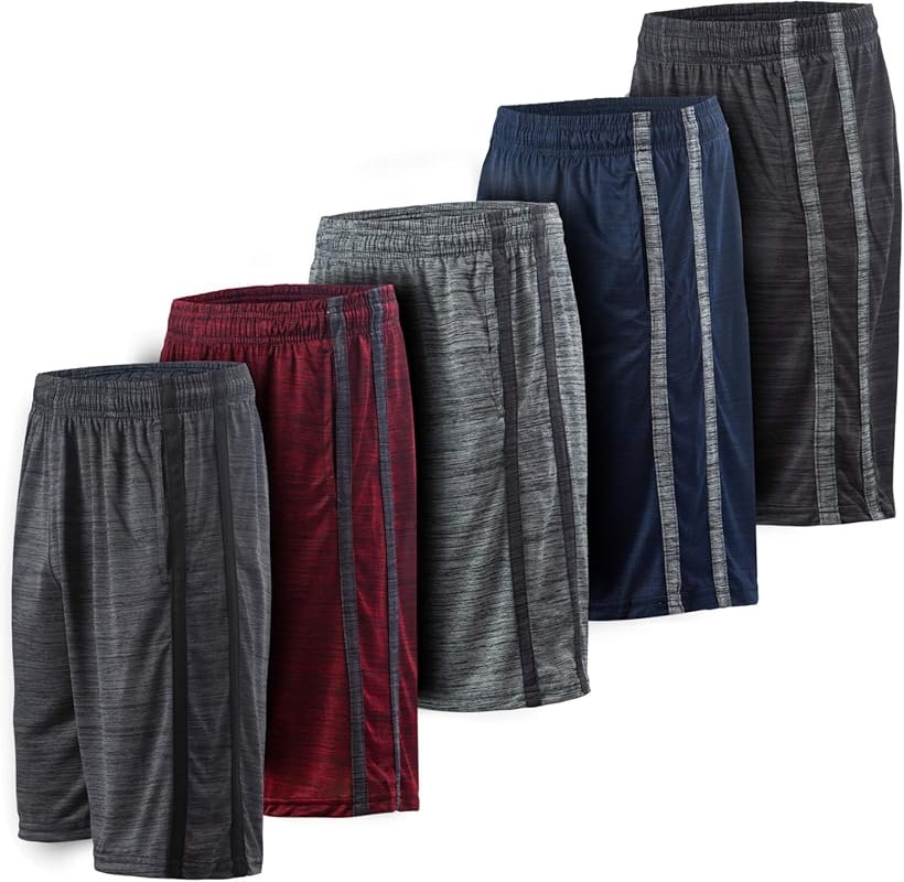5-Pack Men's Dry-Fit Sweat-Resistant Athletic Performance Shorts for A