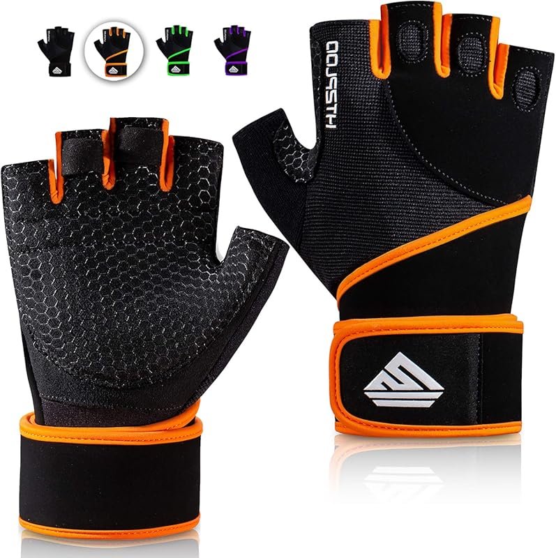 Men's & Women's Weight Lifting Gym Gloves with Full Palm Pad, Strong W