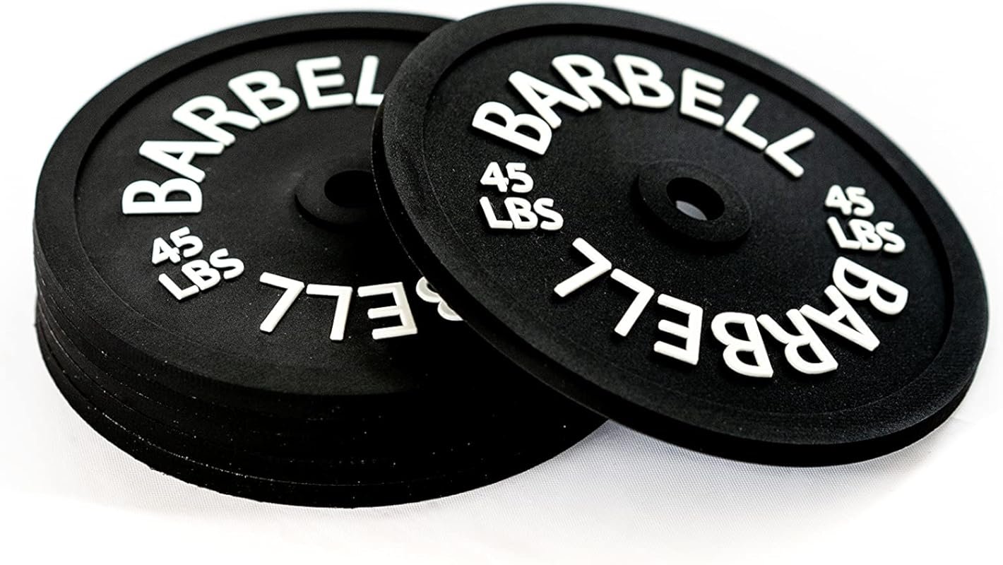 Set of 6 Black Silicone Barbell Coasters – Absorbent Drink Coasters fo