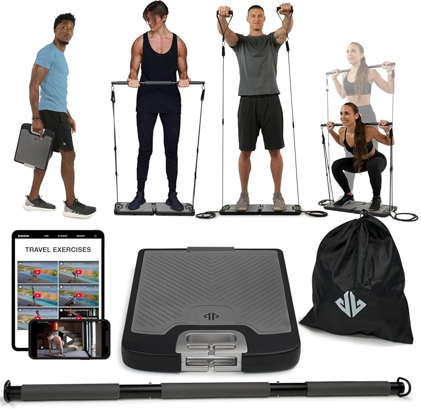 EVO Gym Portable All-in-One Strength Trainer with Resistance Bands, Gy