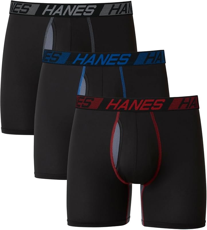 Hanes Men's 3-Pack Boxer Briefs with Total Support Pouch, Long or Short-Leg