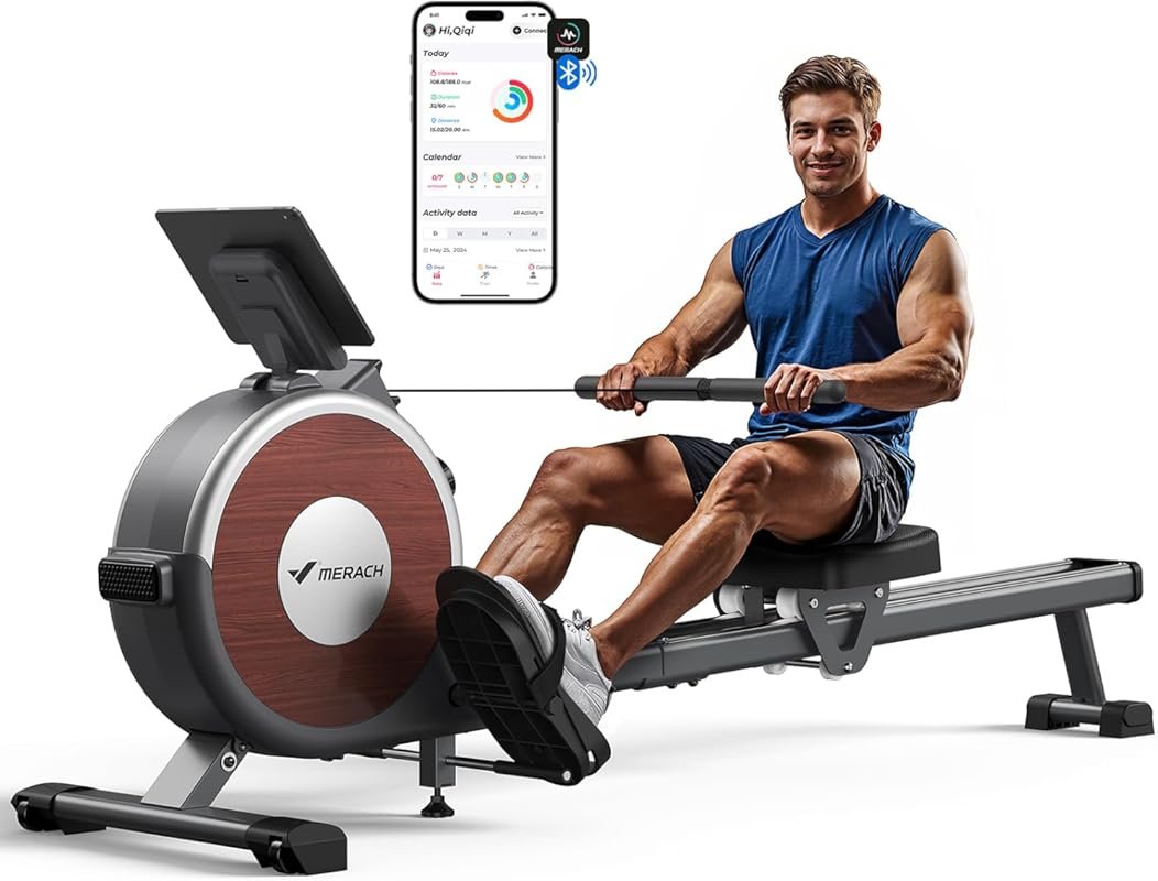 MERACH Magnetic Rowing Machine with 16 Quiet Resistance Levels, 350lb