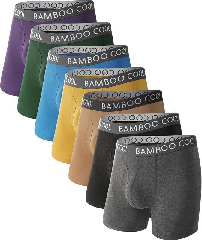 BAMBOO COOL Men's Ultra Breathable No Ride-Up Boxer Briefs with ComfortFlexible Waistband