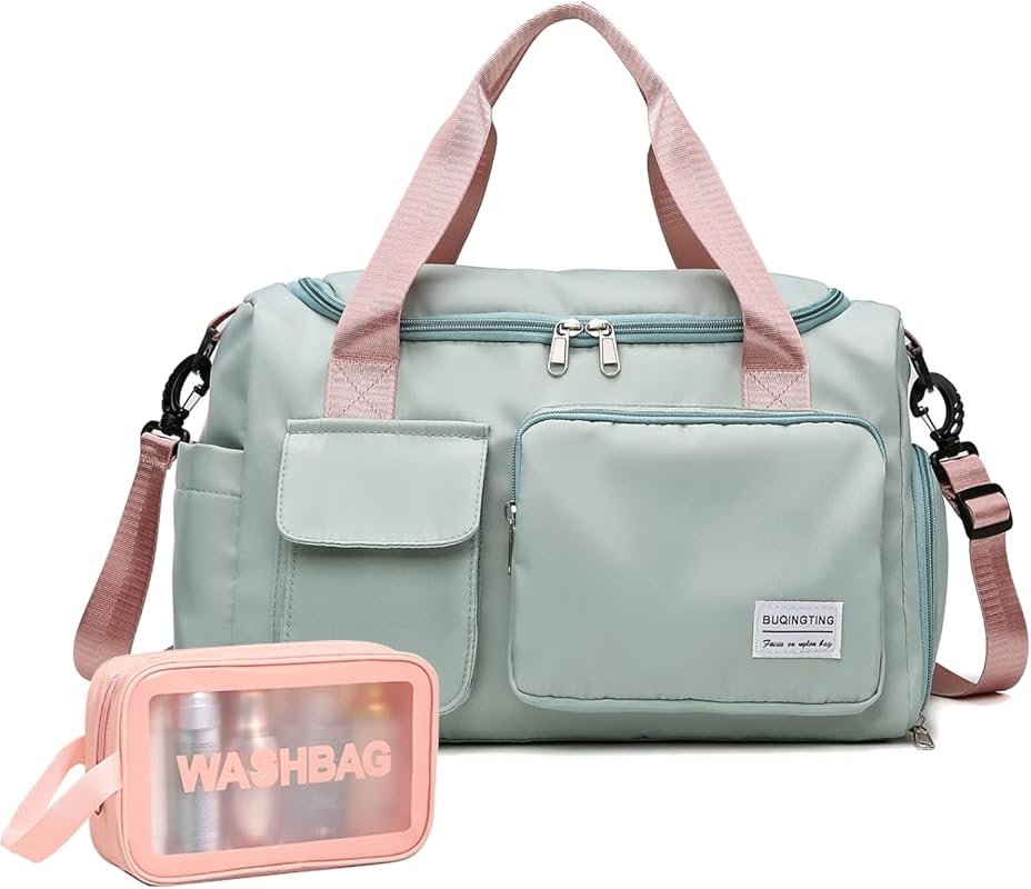 Small Gym Duffle Bag for Women with Shoe Compartment - Lightweight Tra