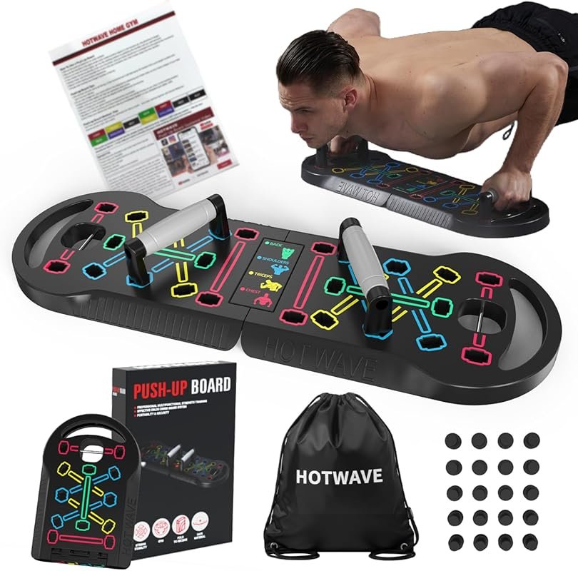 HOTWAVE 20-in-1 Foldable Push Up Board Bar Handles for Floor Home Gym 