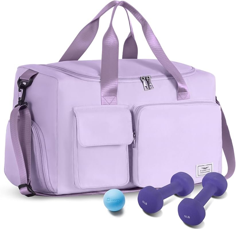 FIORETTO Women's 30L Gym Duffle Bag with Shoes Compartment for Travel,