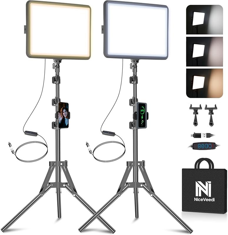 2-Pack Dimmable 2800-6500K Studio Light Kit with 73