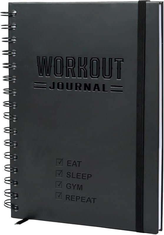 Nextnoid A5 Hardcover Fitness Journal Workout Planner for Men Women Tr