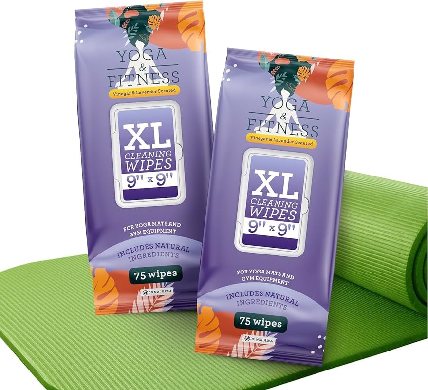 IMPRESA 150 Count Lavender Yoga Mat Cleaner Wipes Heavy Duty 9x9 for E