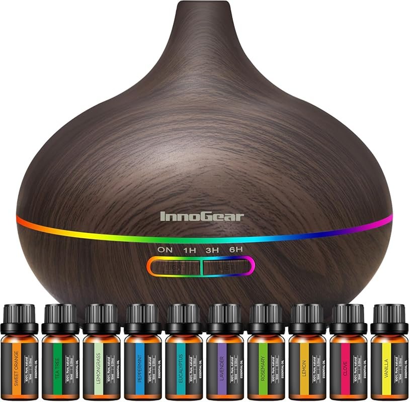 InnoGear 400ml Ultrasonic Aromatherapy Diffuser with 10 Essential Oils