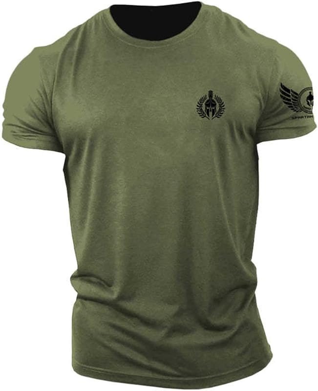 ReedCA Spartan Olive Branch Muscle Athletic Workout Tee - Gym Bodybuil