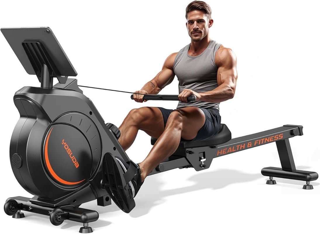 YOSUDA Magnetic Rowing Machine with Bluetooth, App, Comfortable Seat