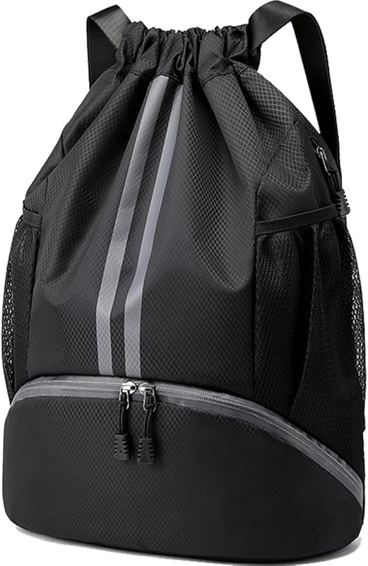 Hoedia Sports Drawstring Backpack: Gym Swim Bag with Shoes Compartment