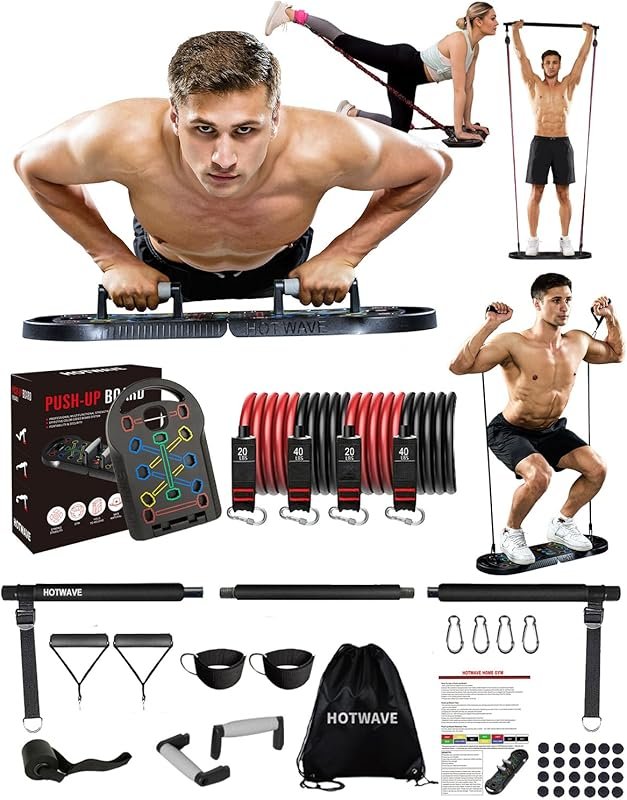 HOTWAVE Portable Foldable 20-in-1 Push Up Board for Home Gym, Floor Ha