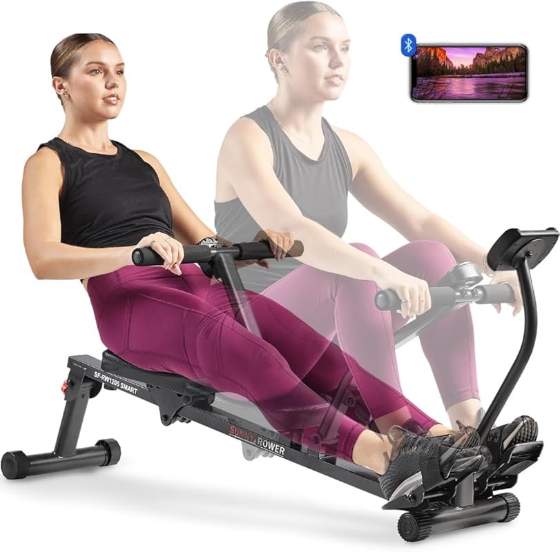 Sunny Health & Fitness Compact Rowing Machine with 12 Levels Resistanc
