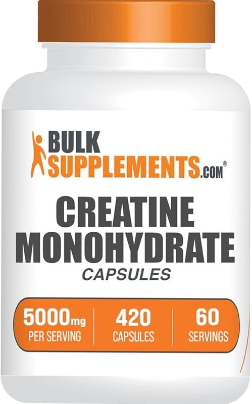BulkSupplements Creatine Monohydrate Capsules: Micronized, Gluten-Free