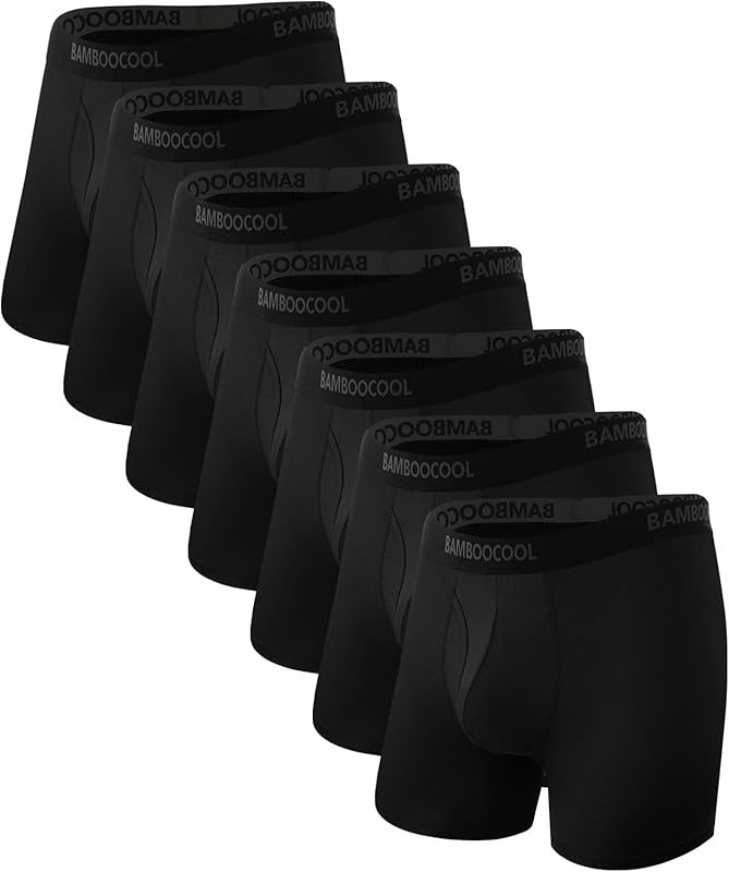 BAMBOO COOL Men's Breathable Boxer Briefs with Fly, Moisture-Wicking, Lightweight 7-Pack