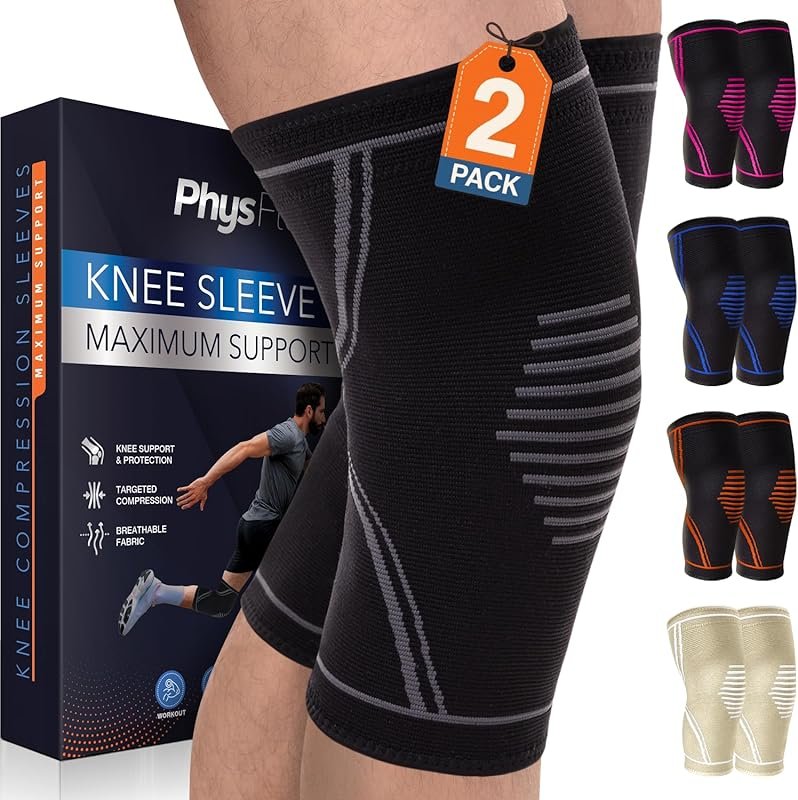 2 Pack Knee Sleeves Brace for Men Women Pain Relief, Arthritis, ACL, M
