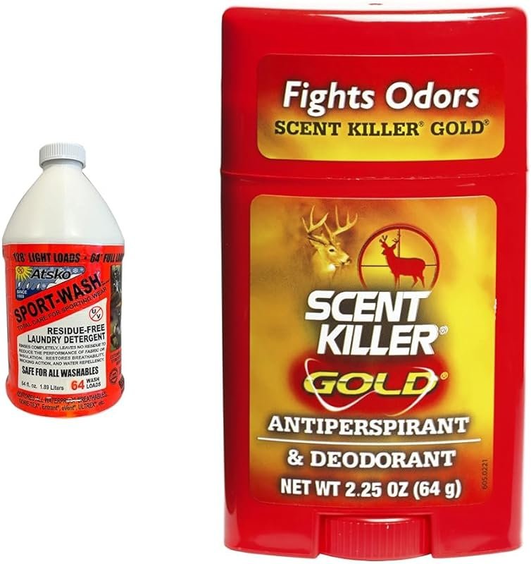 Atsko Sno-Seal Sport Wash Unscented Laundry Detergent & Scent Killer Gold Antiperspirant for Hunting
