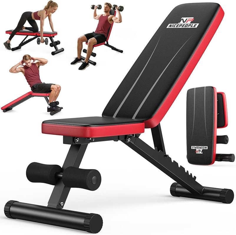 NICEPEOPLE 660lbs Adjustable Weight Bench for Home Gym 8 Backrests Fol