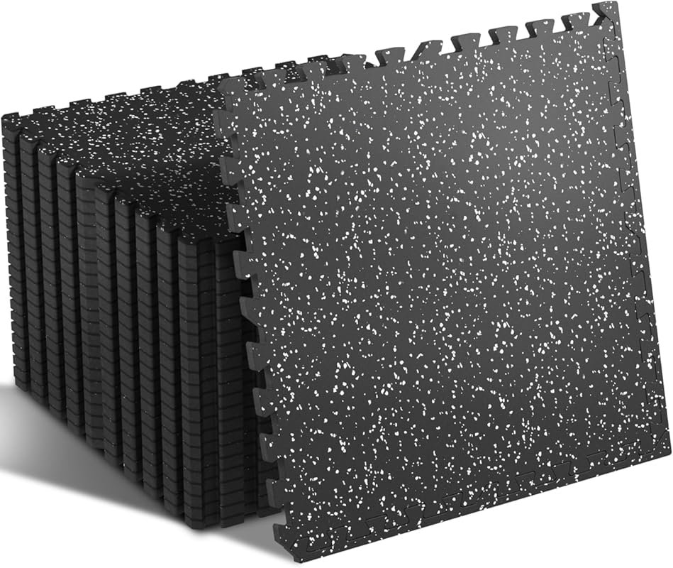 SUPERJARE 0.4 Inch Thick Rubber Top EVA Foam Exercise Mats Interlockin